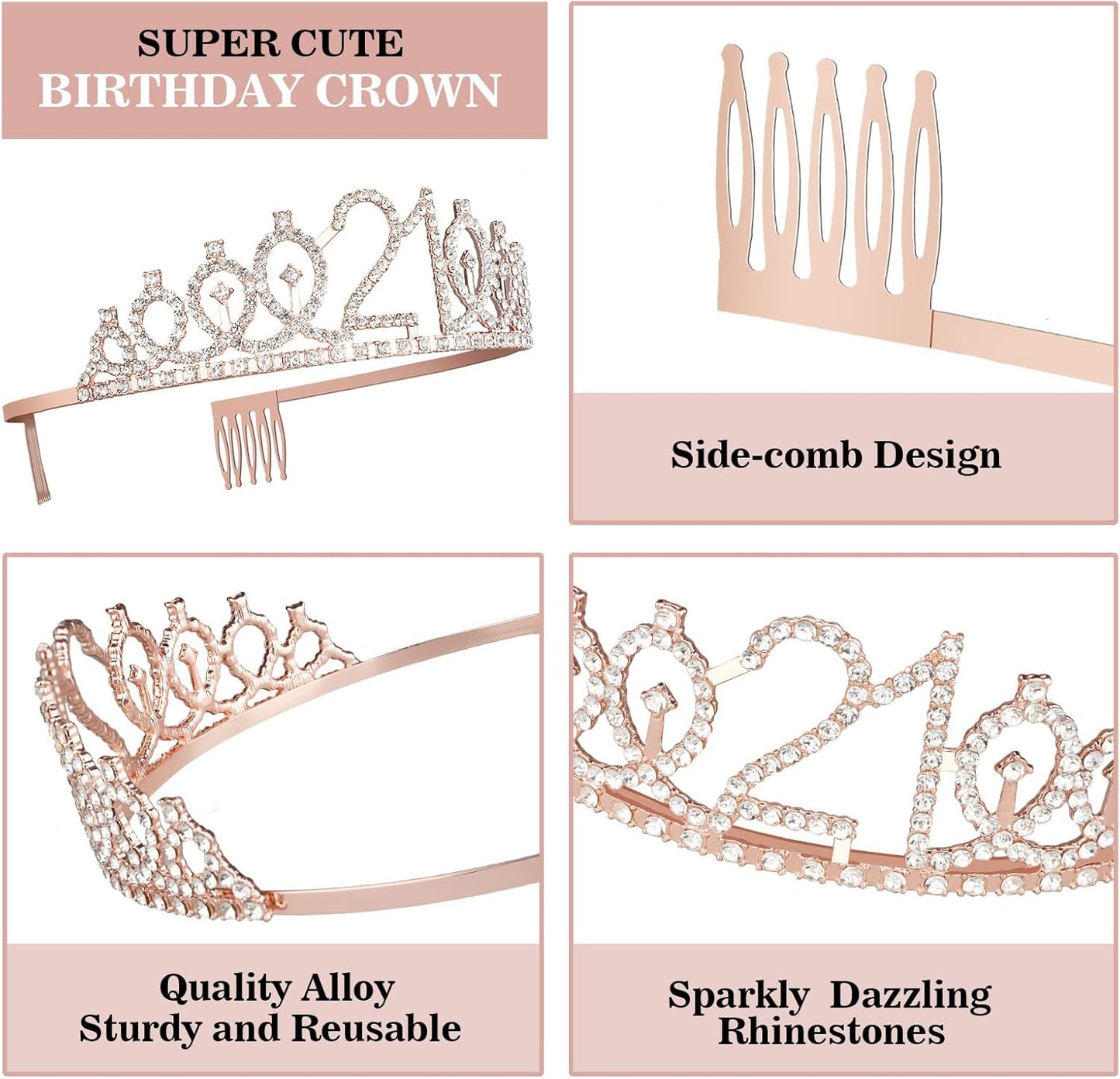 21st Birthday Decorations for Her, Including 21st Birthday Sash and Tiara, Cake Topper, Candles, 21 Year Old Gifts for Her