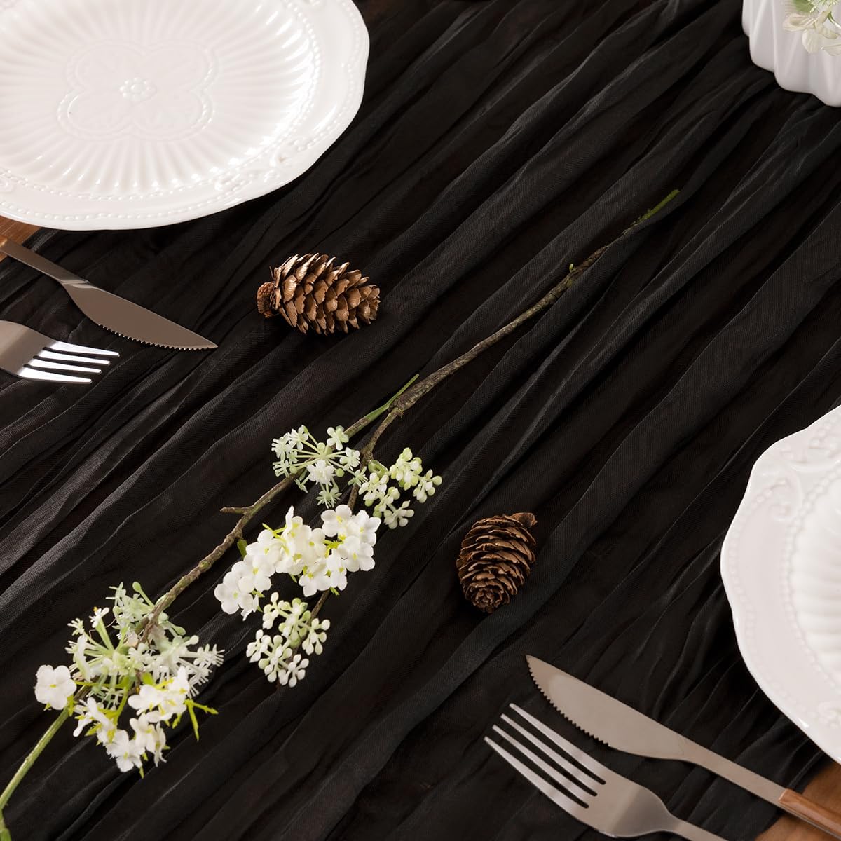 Black Table Runner Cheesecloth Table Runner 10FT Farmhouse Table Runners 120 Inches Fall Table Decor Dining Room Centerpiece Wedding Boho Baby Shower Birthday