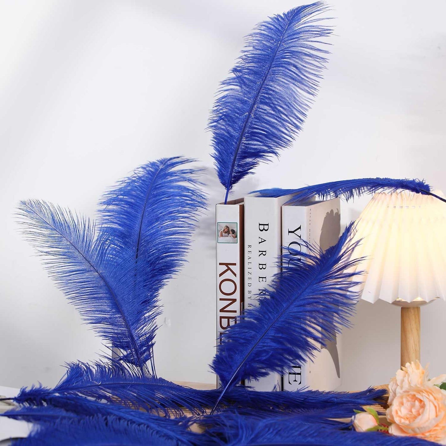 YAKRUNA 30PCS Royal Blue Ostrich Feathers Bulk 12-14 Inches for Centerpieces for Wedding Birthday Gatsby Party, Decorative Plumes for Vase & Table & Christmas Tree Decor (30-35cm, Blue)