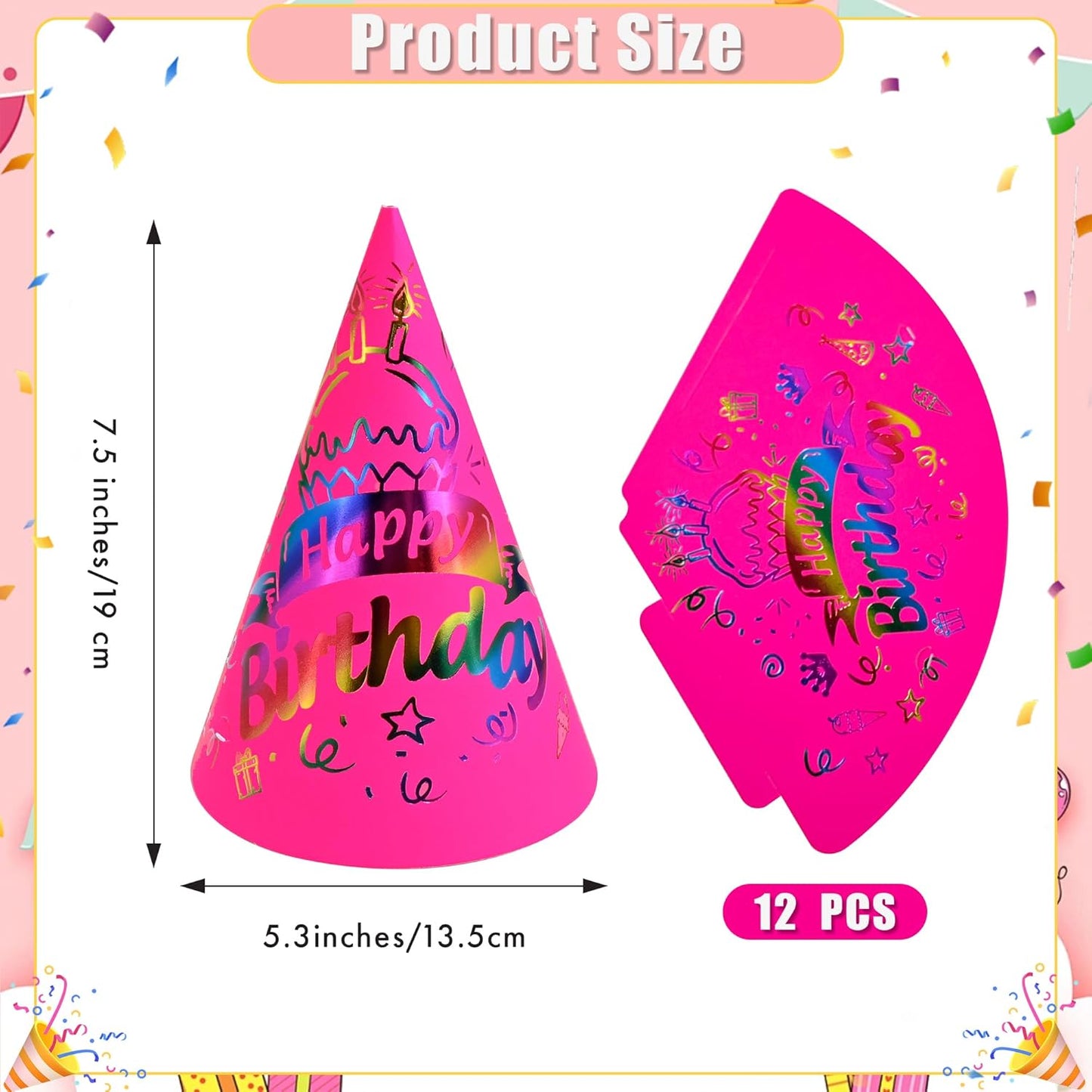CANREVEL Party Hats for Kids and Adults, Party Headwear, Happy Birthday Hats, Birthday Party Decorations