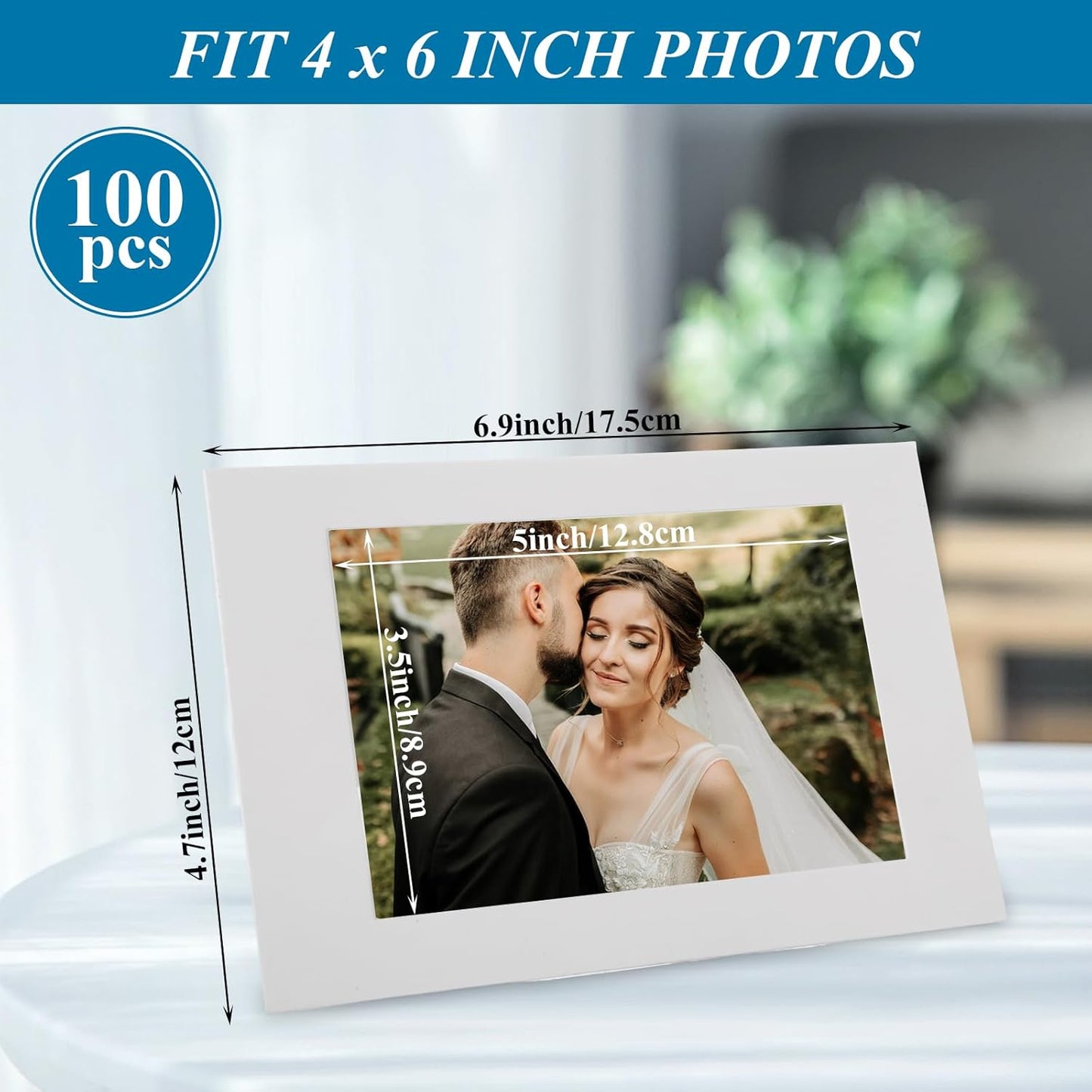 SHUESS 100 Pack White Paper Picture Frames 4 x 6 Standing Cardboard Photo Frames with EaselPaper Photo Frames Cards, Gallery Frames Bulk DIY Photo Banner for Family Christmas Graduation Wedding Display