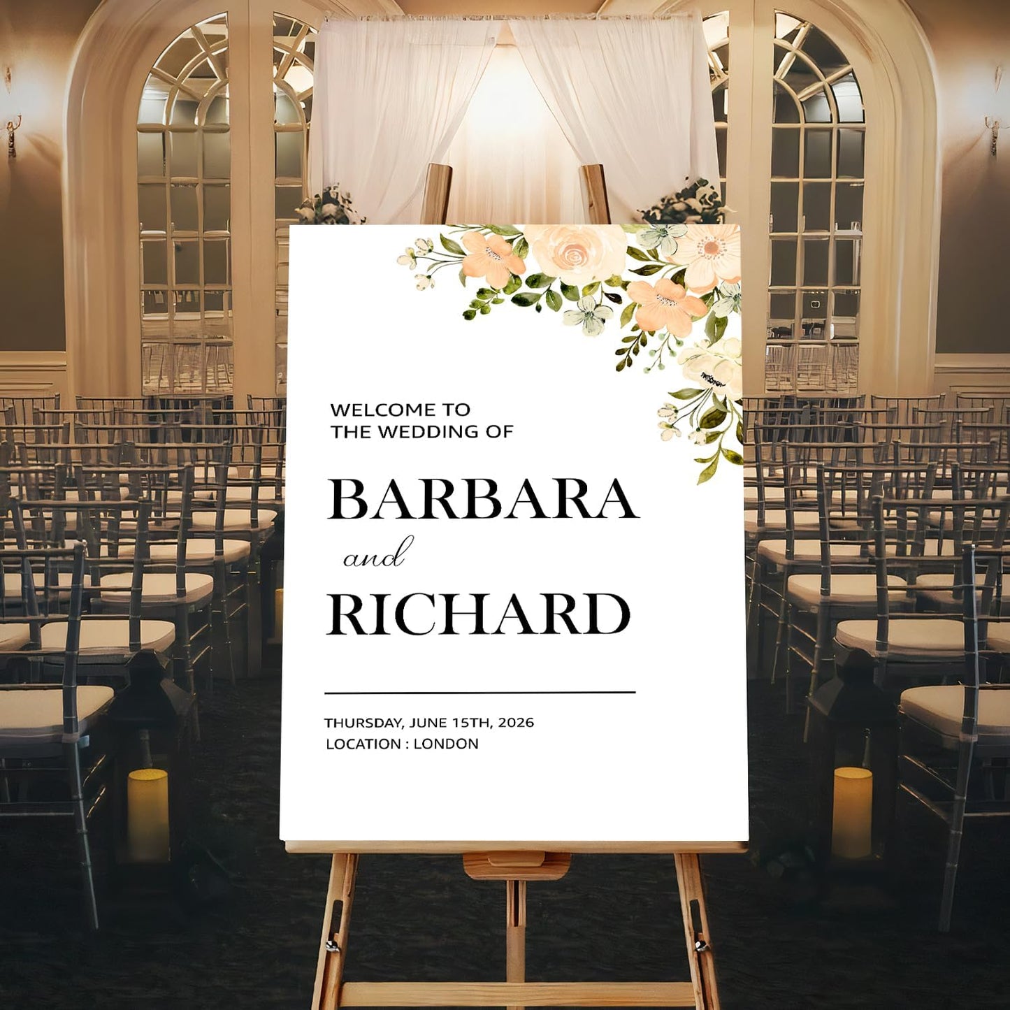 Foliage Editable Wedding Welcome Sign, Party Entrance Template, Printable Welcome Board for Reception or Ceremony