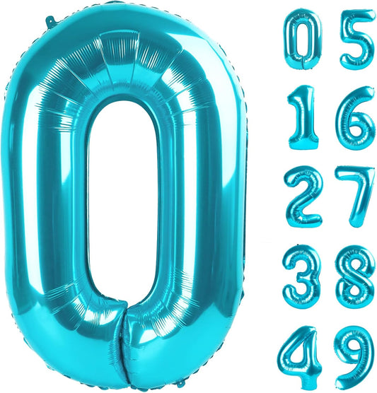 Blue Helium Number Balloon 40 Inch, Giant Foil Blue Number 0 Birthday Balloons, Large Numbers 10 20 30 40 50 60 70 80 90 100 2026, Party Celebration Supplies Decorations