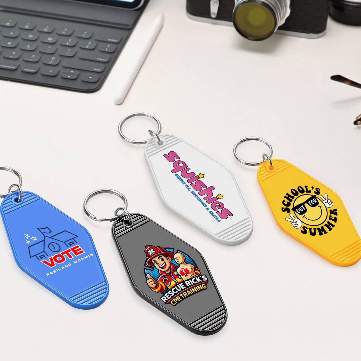 Custom Vintage Hotel Motel Keychains 500 Pack, Personalized Logo, Text Bulk - Perfect for Tradeshows, Campaign Gifts - Customizable Key Tags