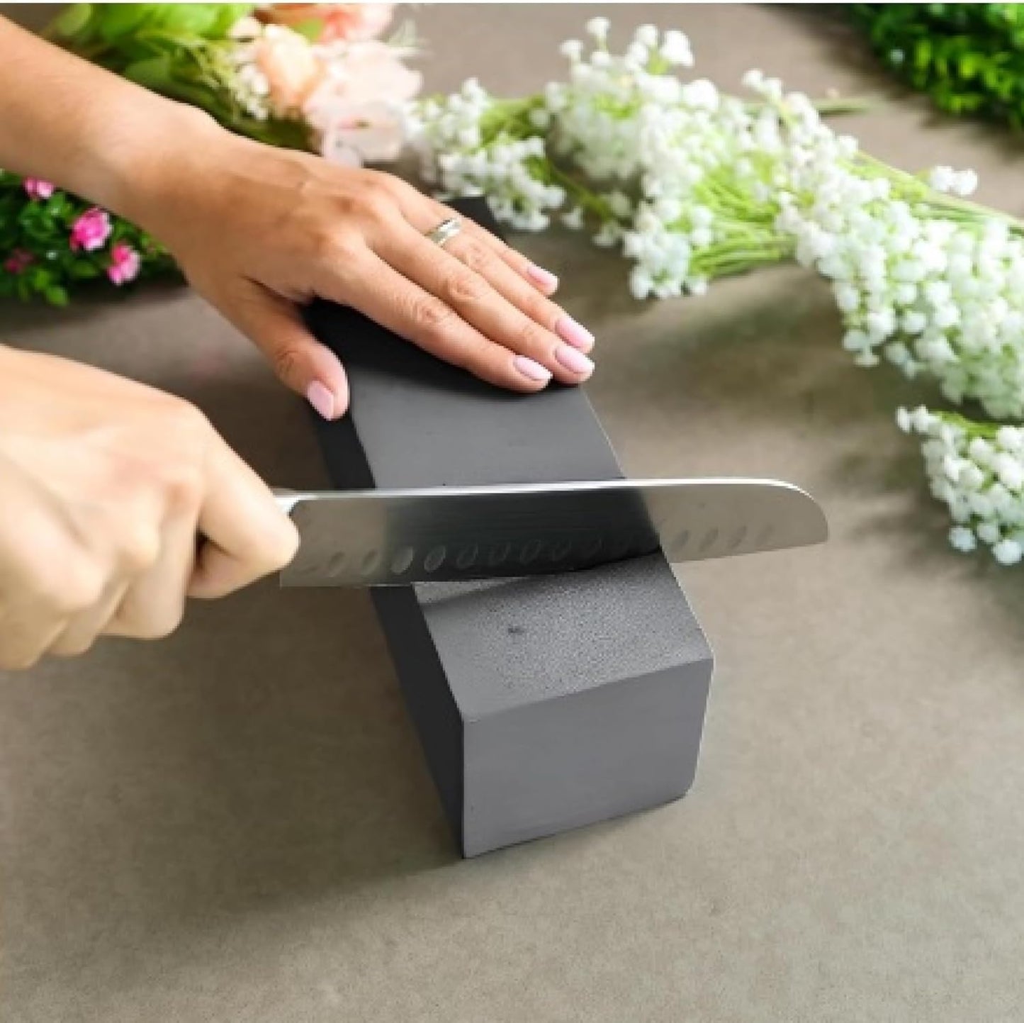 XCEL Floral Foam Blocks - Reusable, Weather Resistant Foam - Perfect for Fresh & Artificial Flower Arrangements, Crafts, Planter Boxes, Home Decor & More - 4-Pk, Gray (9” x 3” x 3”)