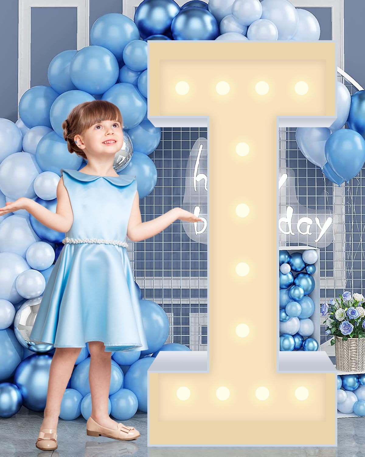 4FT Marquee Plastic Letters I - Light up Letters I Are Made from Corrugated Plastic Board - Quick Assembly Without Tools, Disassembled Components Can Be Used for Garage Sale Signs, Yard Sale Signs