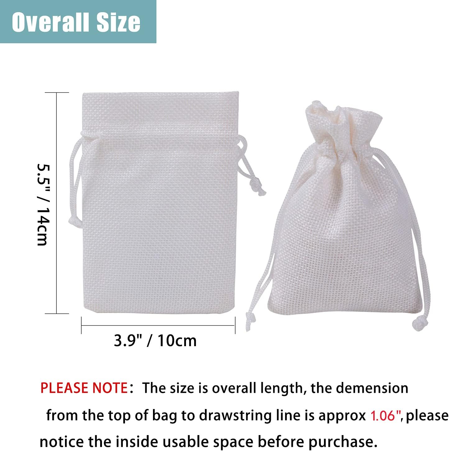 20Pcs Burlap Bags with Drawstring, 3.9 x 5.5 inch White Small Linen Gift Bags Jewelry Pouches Sacks for Christmas, Wedding Favors, Party, DIY Craft