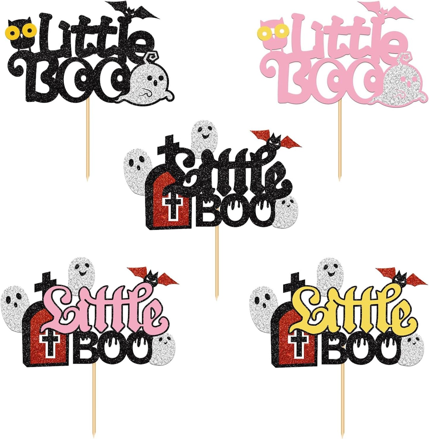 5 Pcs Halloween Cake Toppers Set Cute Ghost Tombstones Cupcake Plugin Ghosts Little Boo Dessert Decorations for Birthday Halloween Party Cake Decoration Supplies