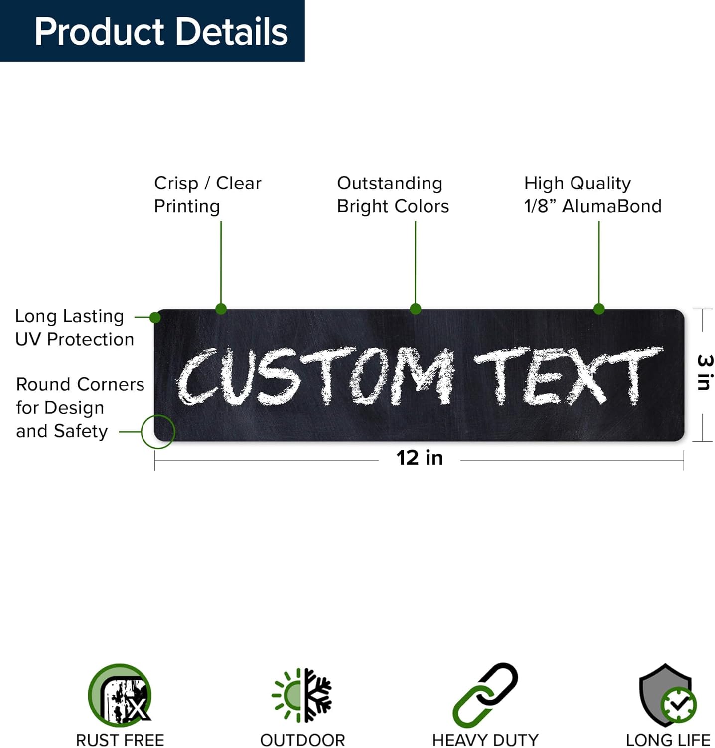 Custom Sign, Custom Street Sign, 11 Font Colors, 13 Font Styles, 4 Hole Options, 22 Sizes, 3x12 Inches, Rust Free DiBound, Fade Resistant, Made in USA by My Sign Center (Chalkboard Black)