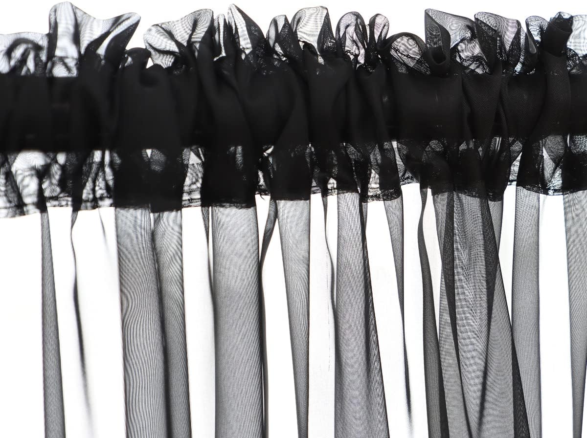 Window Black Sheer Curtains 130 Inches Long 2 Panels Sheer Curtain Basic Rod Pocket Panel for Bedroom Children Living Room Yard Kitchen (Black, 52" W x 130" L | 2 pcs)