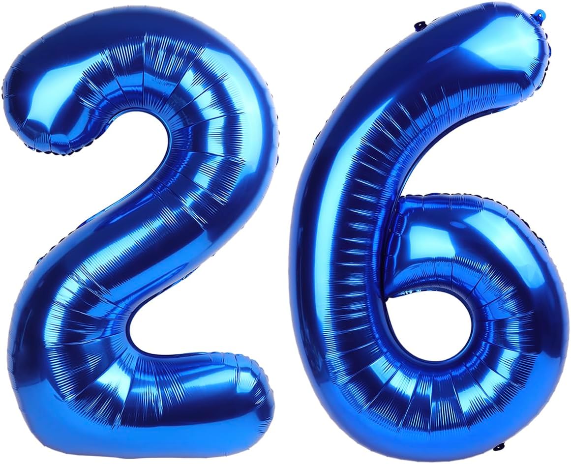 Giant Navy Blue 26 Balloon Number 40 Inch, 26 Number Balloons Birthday Supplies, 26 Year Old Birthday Party Celebration, 26 Balloons Graduations Anniversary Decorations