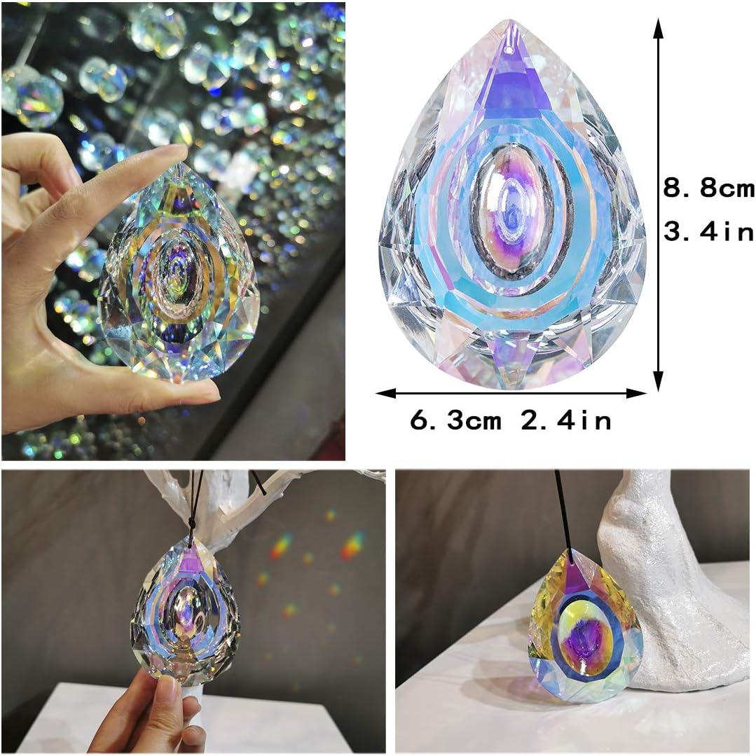 H&D HYALINE & DORA 89mm/3.5in Hanging Chandelier Crystals Prisms for Window Suncatchers Chandelier Parts Rainbow Maker Pendants