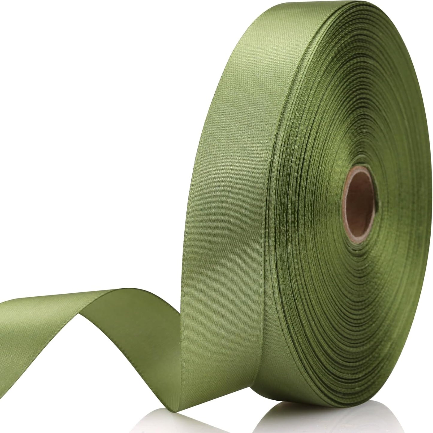 Olive Green Satin Craft Ribbon - 7/8 Inch, 60 Yards - Single Face Polyester for Roses, Gift Wrapping, Wedding & Party Decoration