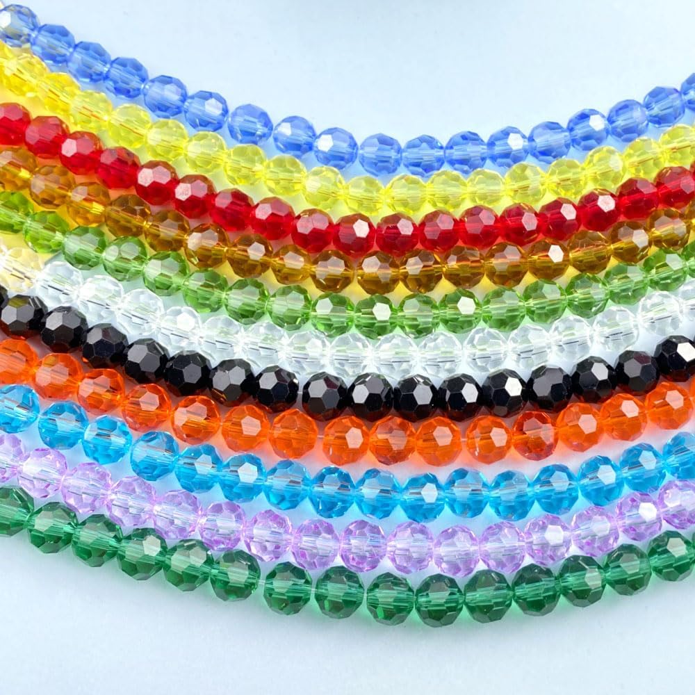 50 PCS 10mm Crystal Glass Beads Round Multiple Faceted Loose Spacer Glass Beads for DIY Handcrafte Bracelet Necklace Earring Jewelry Making(Light Sapphire)