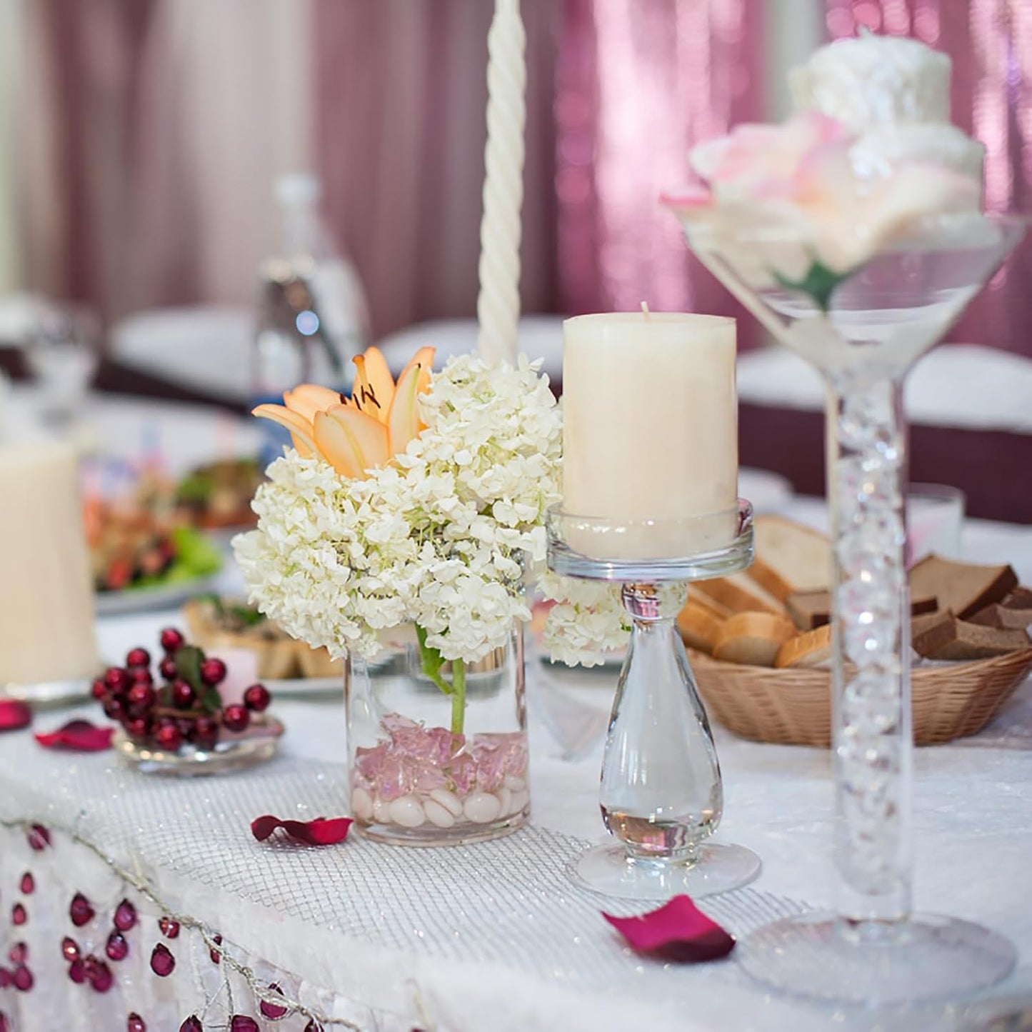 Frcctre 8 Pack 6 Inch Glass Cylinder Vases, Clear Glass Vases Floating Hurricane Candle Holders Flower Vase for Wedding Centerpieces and Home Decoration