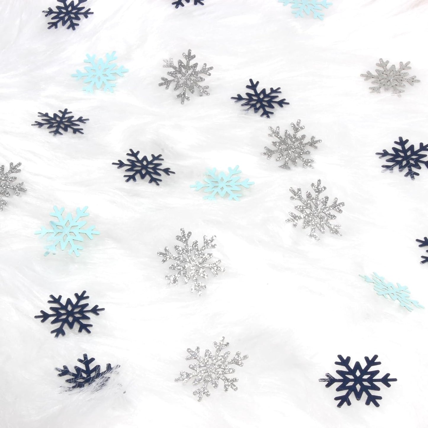 200PC Blue Silver Snowflakes Confetti Winter Wonderland Baby Shower Decorations Boy First Birthday Table Scatter Christmas Party Decor