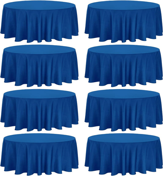 8 Pack Premium Round Tablecloth 108 Inch Round Table Covers Bulk Washable Polyester Fabric Round Table Clothes for Wedding Party Reception Banquet Buffet Restaurant (Royal Blue, 108 Inch)