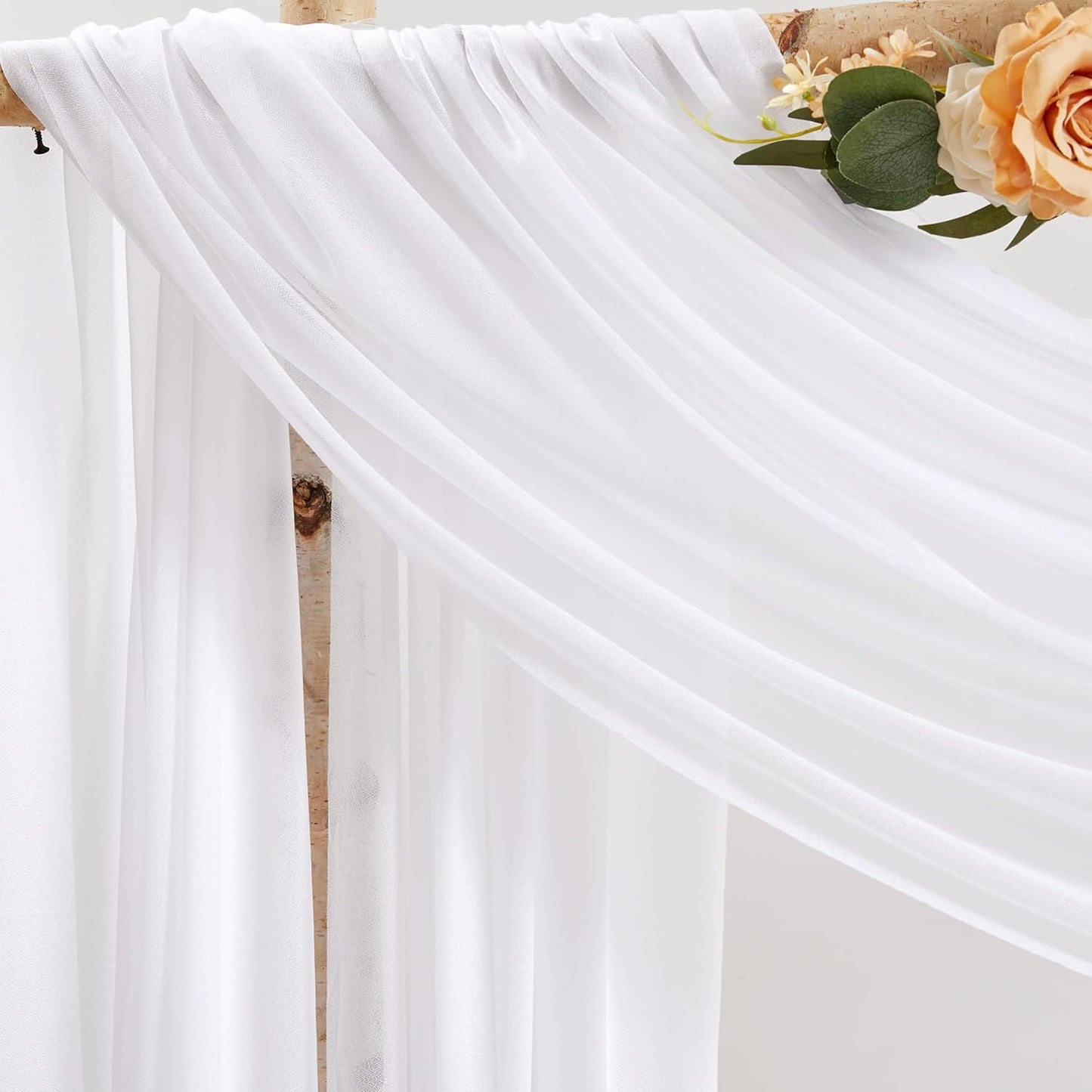 Wedding Arch Draping Fabric 3 Panels 30" X 20FT Sheer Arch Drapes Fabric White Backdrop Curtains for Wedding Arbor Ceremony Birthday Party