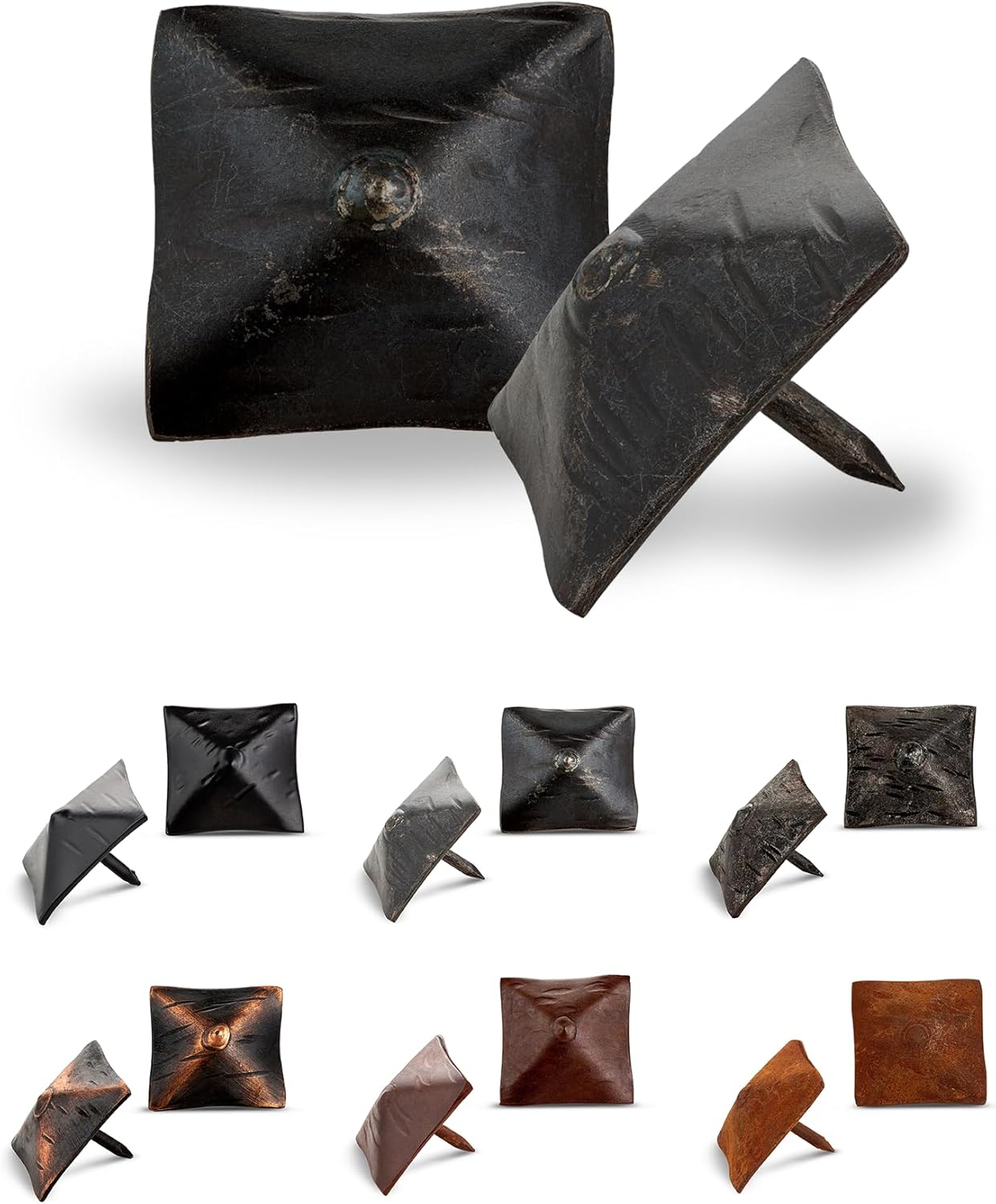 50 Pack 1.25" Square Head Iron Clavos Decorative Nails – Sealed Unfinished – Handmade Rustic Square Fasteners for Farmhouse Shutters, Barn Doors, Shutters, Gates – Ornamental Wood Accent