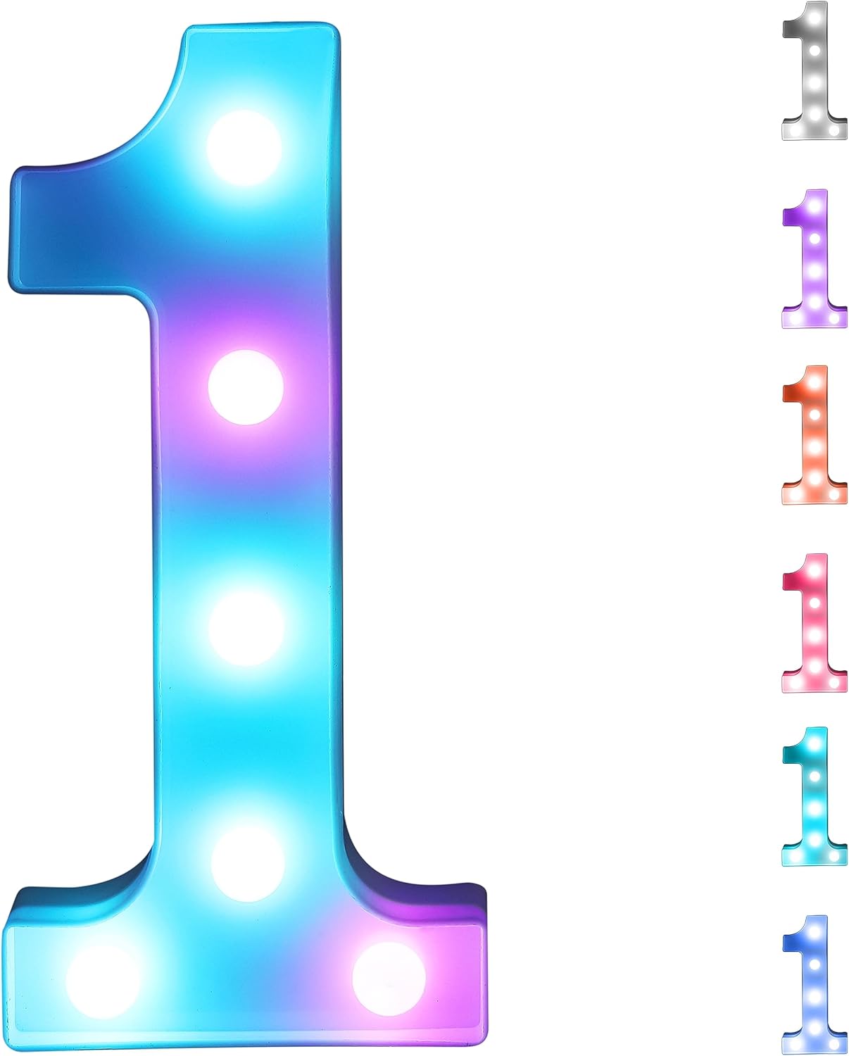 Foaky Colorful LED Number Lights with Remote,Marquee Light Up Number Sign for Night Light Wedding/Birthday Party Battery Powered Christmas Lamp Home Bar Decoration (1)