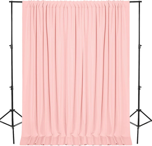 DWCN 10x8 FT Blush Pink Backdrop Curtains for Parties, Photography Backdrop Drapes with Rod Pockets for Wedding Decorations Stage Birthday Family Gatherings, 2 Panels 5ft x 8ft