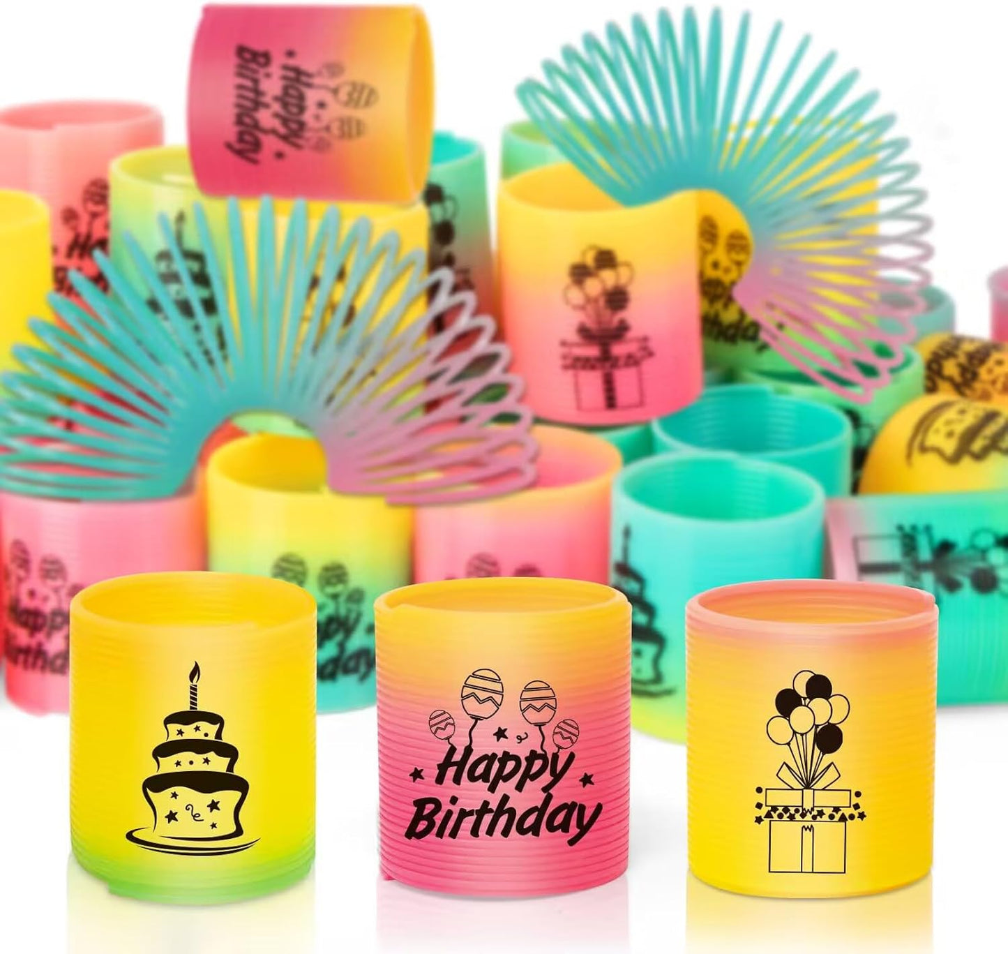 36 Pack Spring Rainbow Magic Fidget Stress Coil Mini Springs Bulk Toys Party Favor For Kids Birthday Carnival Prize Goodie Bag Stuffers For Boys Girls (Birthday)