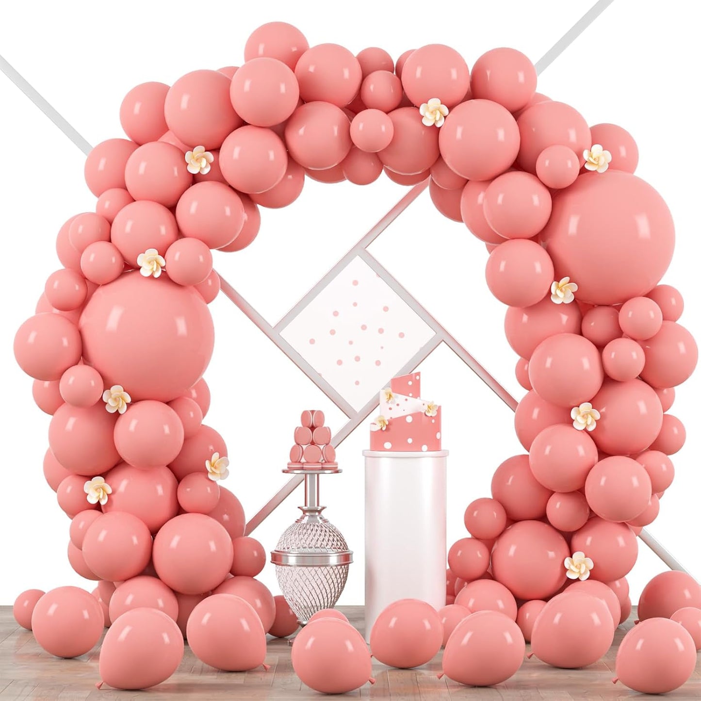90pack Retro Pink Balloons Different Size 18/12/10/5 Inch Pink Balloon Garland Arch Kit for Graduation, Wedding, Birthday, Princess Theme Party, Baby Shower, Anniversary Party Decorations