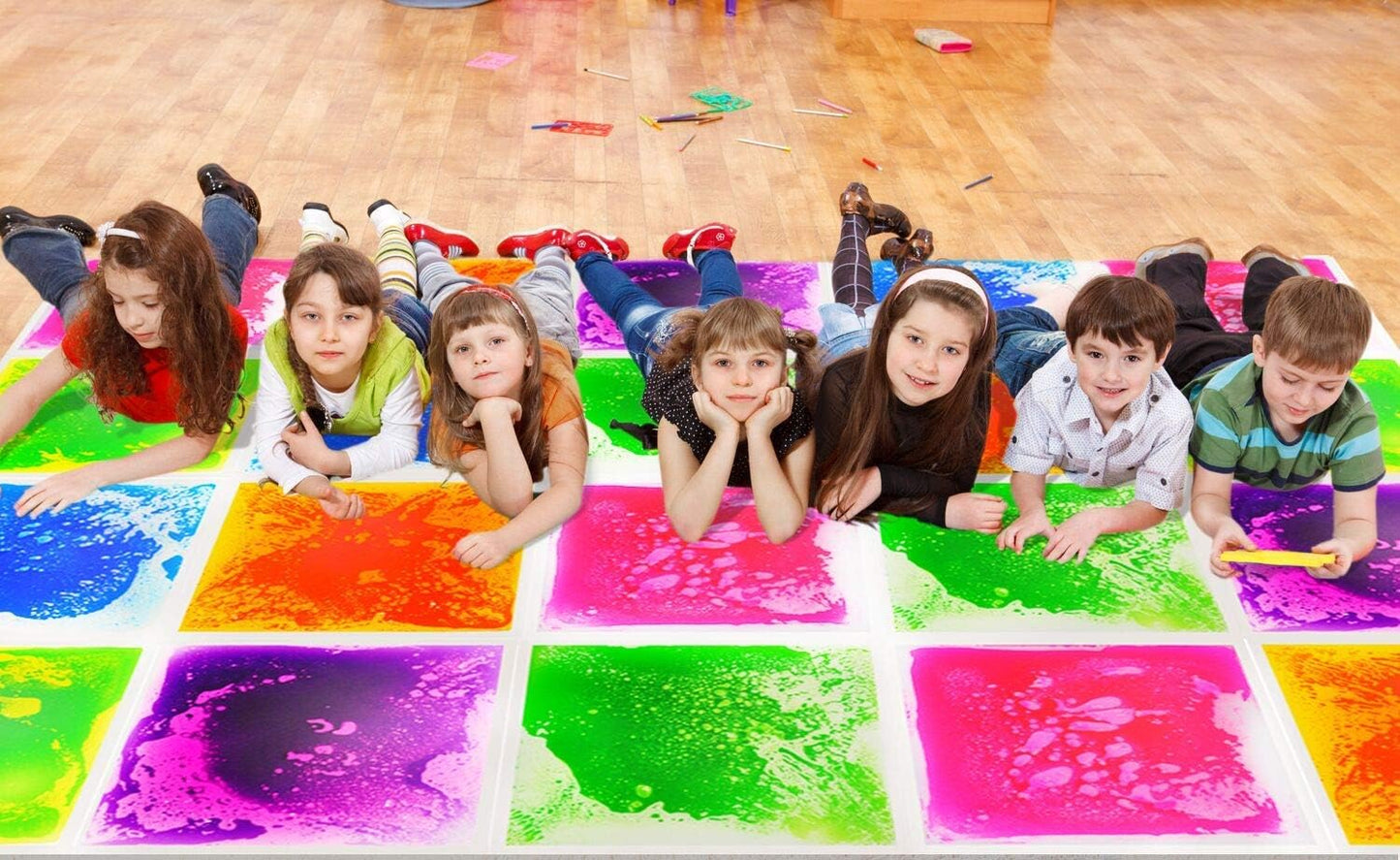 Art3d Liquid Sensory Floor Decorative Tiles, 11.8"x11.8" Square, Colorful, 6 Tiles
