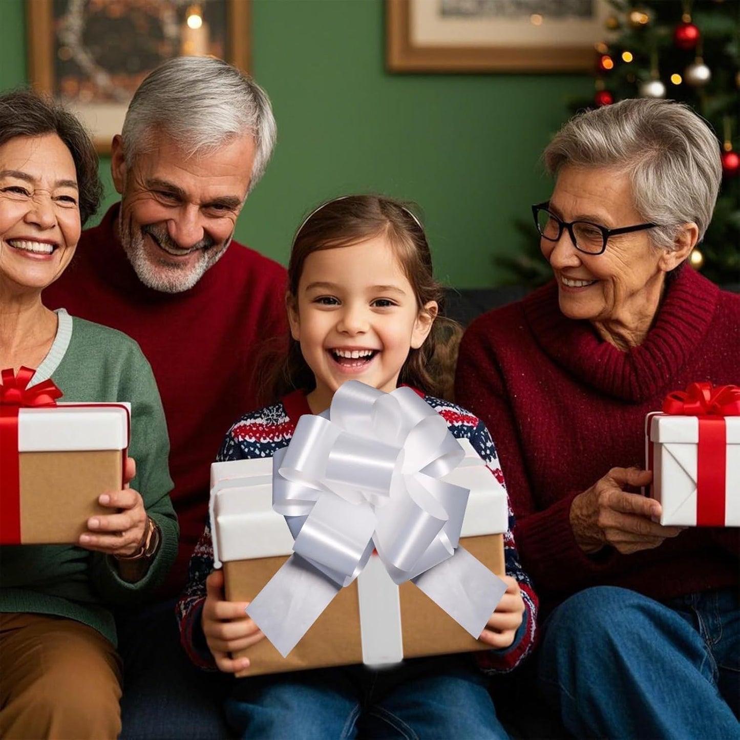 6 Pcs 6 Inch White Pull Bows, Perfect for Gift Wrapping, Gift Wrapping Baskets Wedding Christmas Party Decorations, Crafts – Quality Pull Bows for Gifts and Decorations