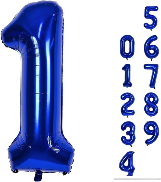 Navy Blue Number 1 Balloons, 40 In Large Dark Blue Number 1 Foil Helium Balloons for Men, Self Inflating Royal Blue Number Balloons 0-9 for Boys 1st 10th Birthday Anniversary Party Decoration