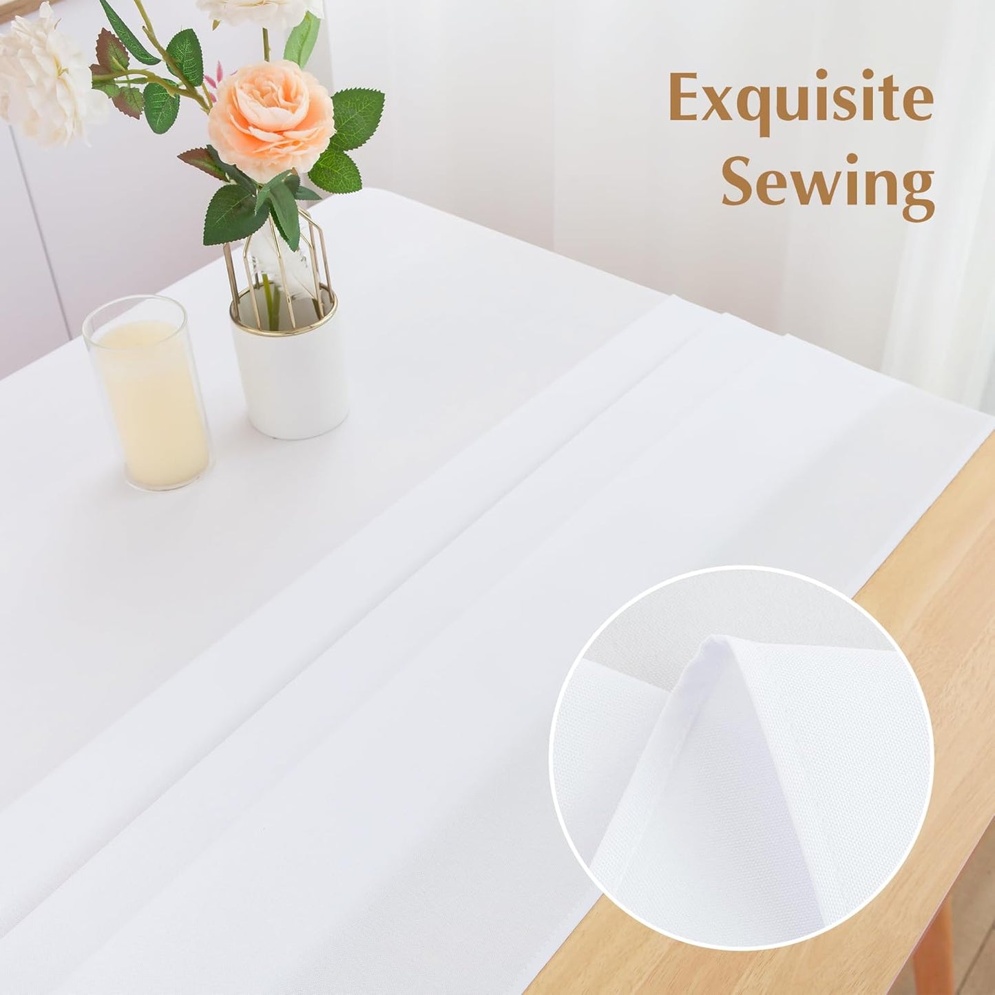 2 Pack Square Table Cloth 70X70 Inch White Washable Fabric Tablecloth Polyester Solid Dining Table Cover for Birthday Party Dinner Holiday Outdoor Indoor