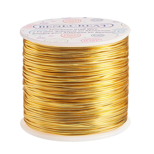 BENECREAT 12 17 18 Gauge Aluminum Wire (17 Gauge,380FT) Anodized Jewelry Craft Making Beading Floral Colored Aluminum Craft Wire - Gold