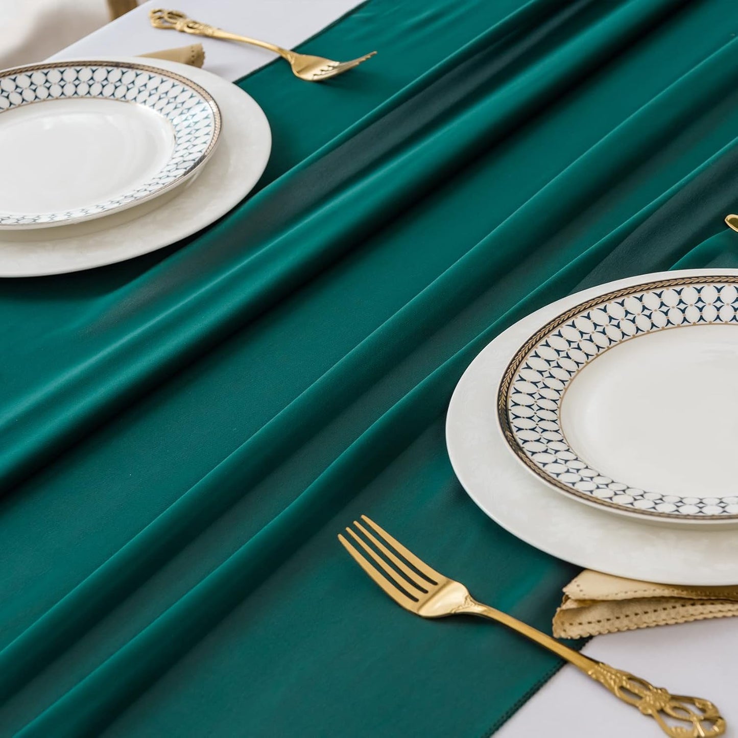 6Pack 9ft Chiffon Table Runner 14x108 Inch Sheer Romantic Table Runner for Wedding Birthday Party Bridal Shower Outdoor Decoration-Hunter