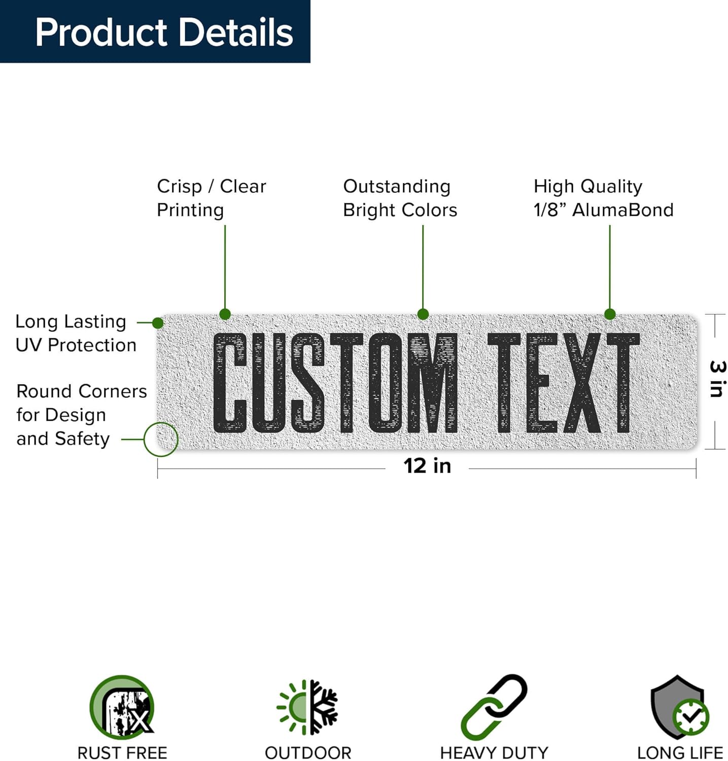 Custom Sign, Custom Street Sign, 11 Font Colors, 13 Font Styles, 4 Hole Options, 22 Sizes, 3x12 Inches, Rust Free DiBound, Fade Resistant, Made in USA by My Sign Center (Concrete)