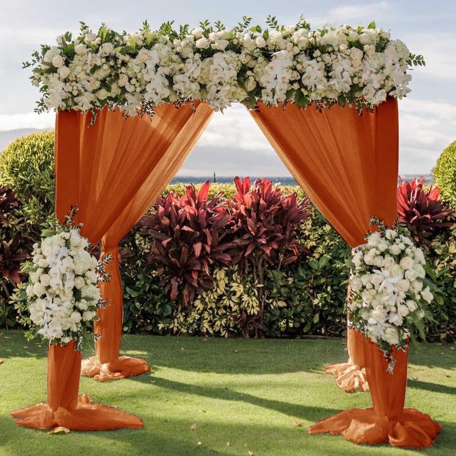 Wedding Arch Draping Fabric 1 Panel 30'' x 18FT Terracotta Sheer Chiffon Arch Drapery for Photo Booth Bridal Shower Baby Shower Church Decor Newborn Photography Christening Outdoor Party