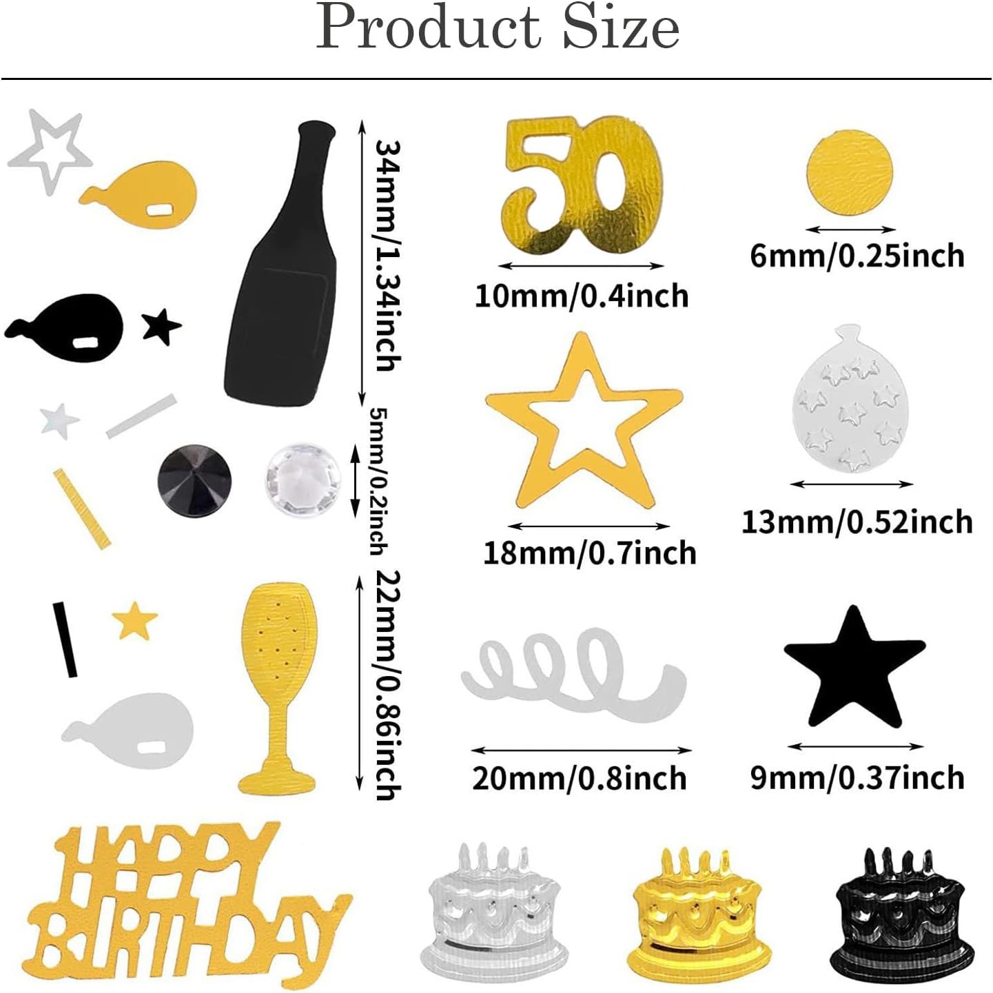 50th Birthday Confetti 50 Confetti Party for Table Metallic Foil Table Scatter Decoration Birthday Centerpieces for Party DIY Arts Crafting Supplies, Gold Black and Silver