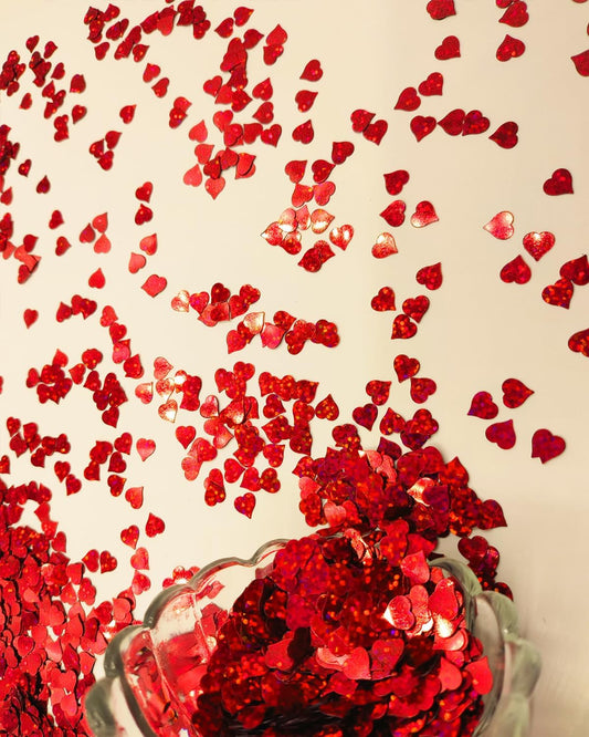 Heart Confetti Bulk - Glitter Hearts Shaped Sprinkles for Weddings, Valentines Day Decorations, Photo Shoots, Envelope Stuffing, Party Supplies & Memory Keepsakes (Red)