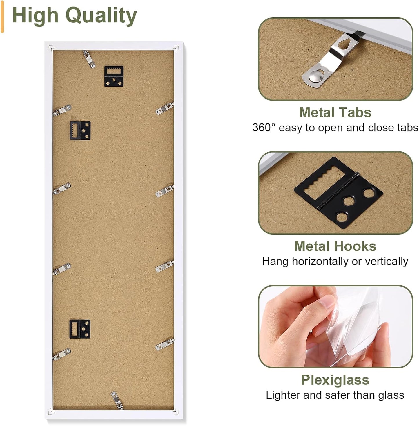 Vittanly 8x24 Collage Picture Frame, Displays 5Pcs 4x6 Pictures with Mat, Picture Frames Collage Wall Decor for Horizontal or Vertical Display, White, 1 Pack