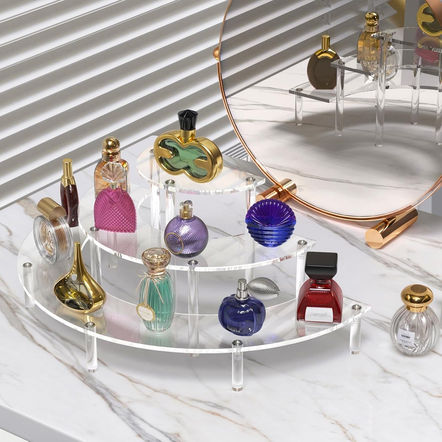 3 Tier Acrylic Display Risers, Half Moon Cupcake Stand, Clear Perfume Organizer, Dessert Stand for Display, Clear Display Stand for Food, Cupcake, Perfume, Collections