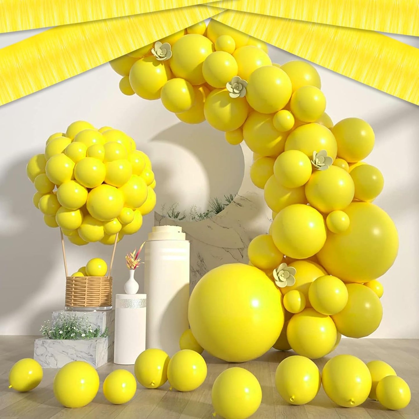 6 Pack 10 Feet Yellow Foil Fringe Garland Metallic Tinsel Streamers Banner Wall Hanging Curtain Backdrop for Parade Floats, Birthday, Graduate, Mother's Day, Wedding Party Decoration