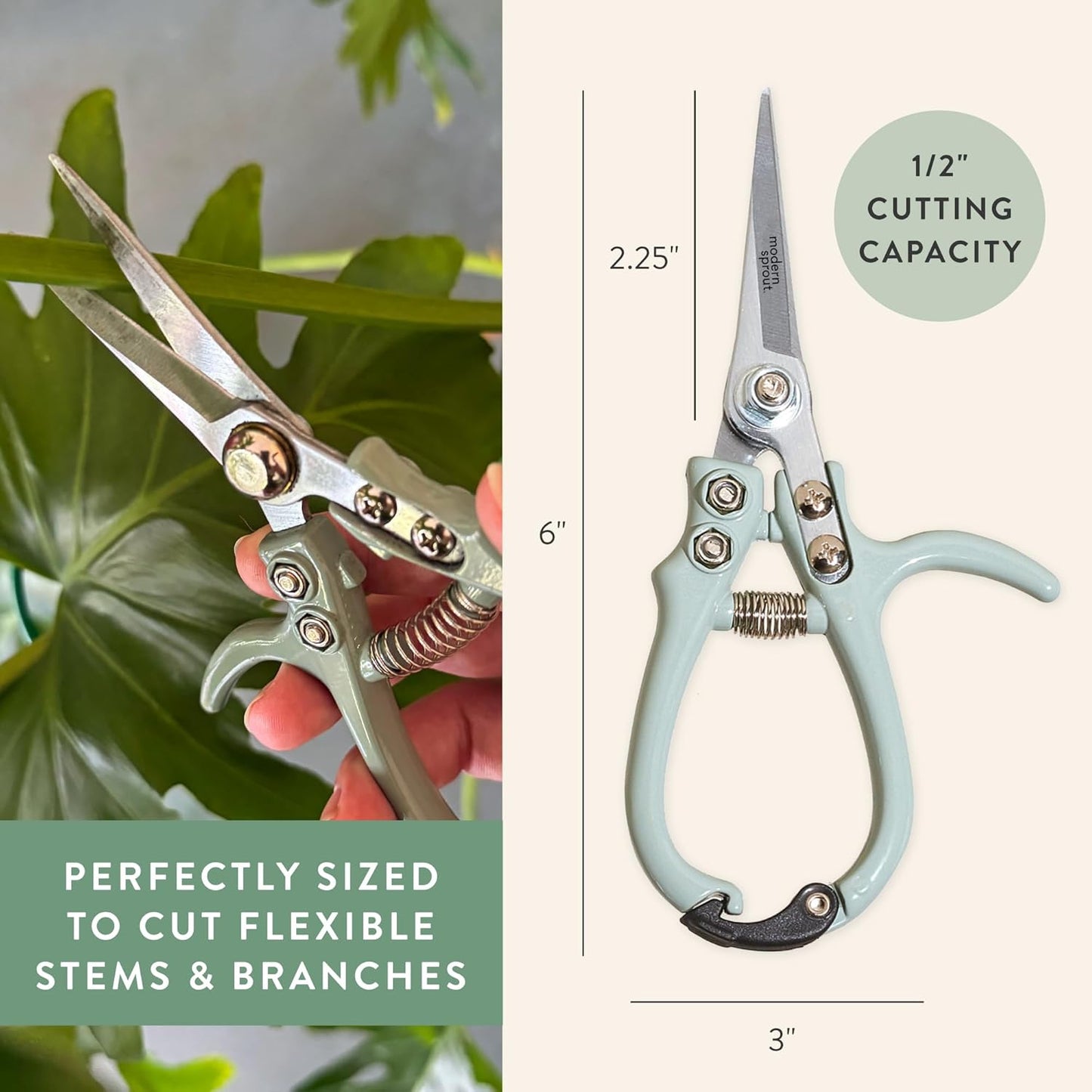 Modern Sprout Pruning Shears - Herb Snipping Scissors- Lightweight Gardening Tools W/Easy Lock - Flower Cutter Garden Shears - Carbon Steel Blade + Reusable Holster (Lavender, 1-Pack)