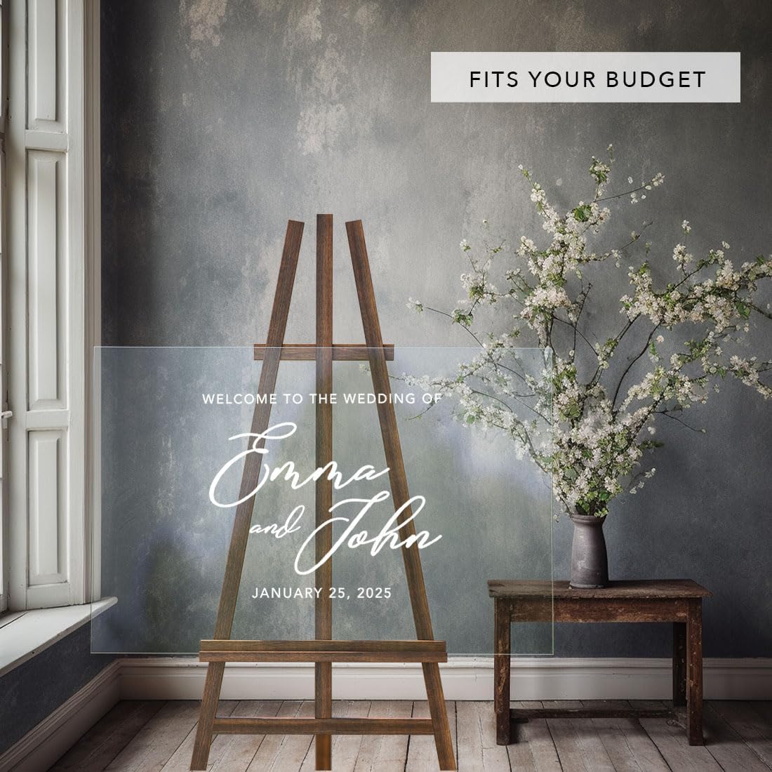 Andaz Press Custom Large Wedding Acrylic Sign, 16 x 24 Inches, Welcome Custom Script, Personalized Sign, Wedding Welcome Sign For Modern Theme Bienvenidos a Nuestra Boda