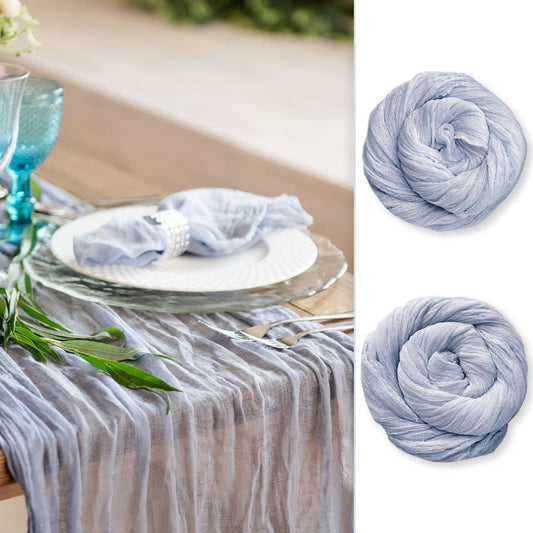 Dusty Blue Cheesecloth Table Runner 141 in Long, Blue Gauze Table Runner, Cheese Cloth for Wedding Decoration, Boho Baby Boho Baby Shower