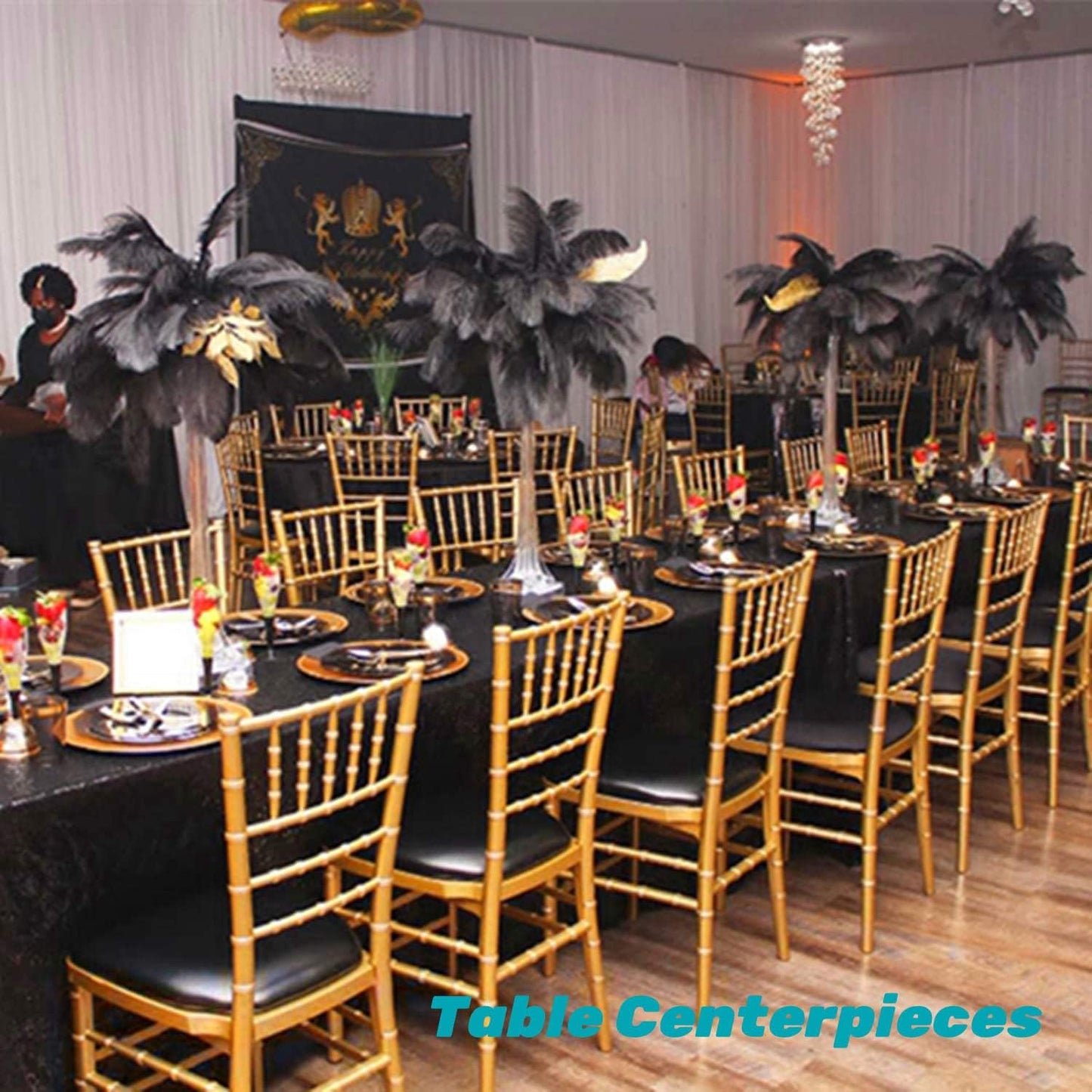 YAKRUNA 30 Pieces 12-14 Inches Black Ostrich Feathers Bulk for Centerpieces, Large Natural Plumes for Vase Home Decorations & Birthday Wedding Great Gatsby Party (30-35cm, Black)