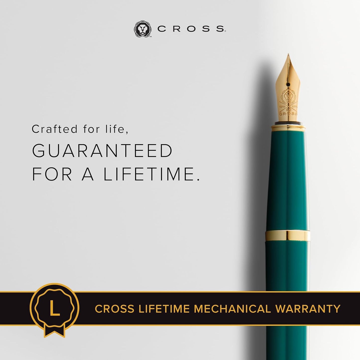 Cross Bailey Dark Green with Gold Medium Nib Fountain Pen