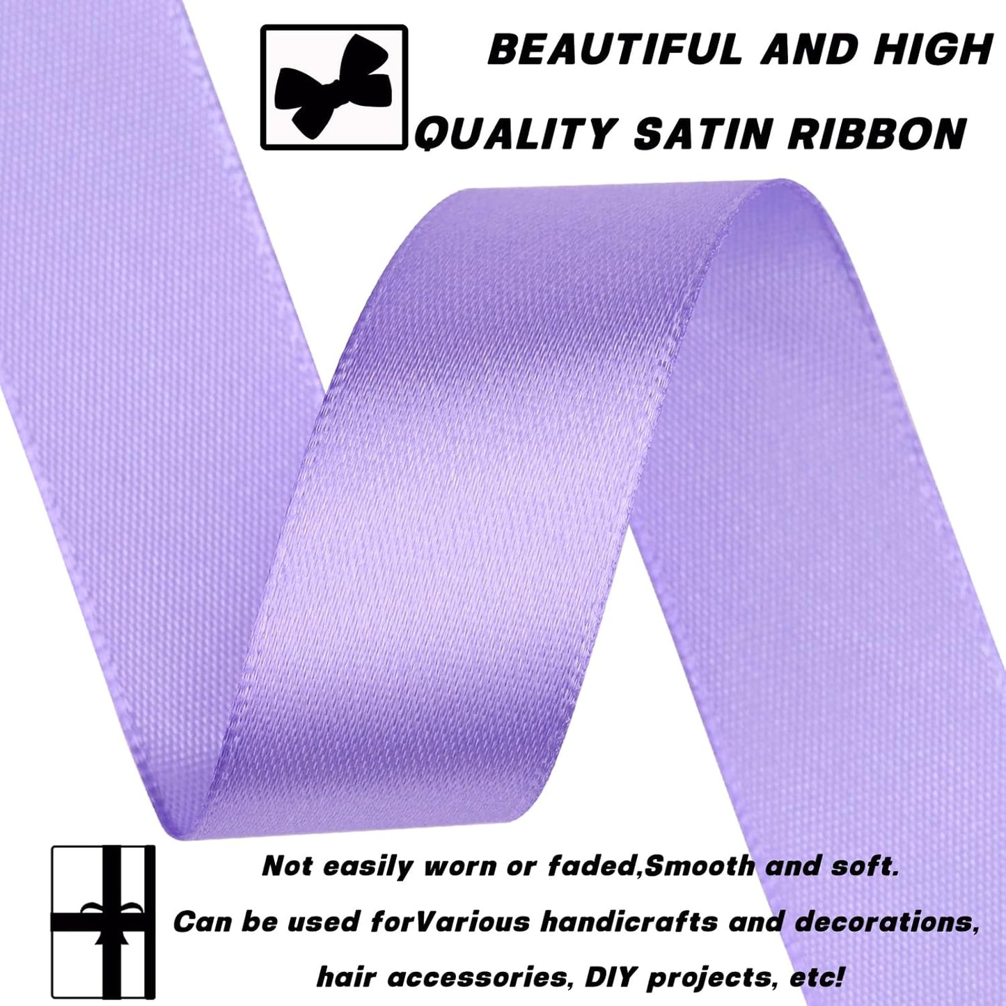 Light Purple Satin Craft Ribbon - 7/8 Inch, 60 Yards - Single Face Polyester for Handmade Roses, Gift Wrapping, Timeless Flower, Bouquets, Wedding and Party Decoration