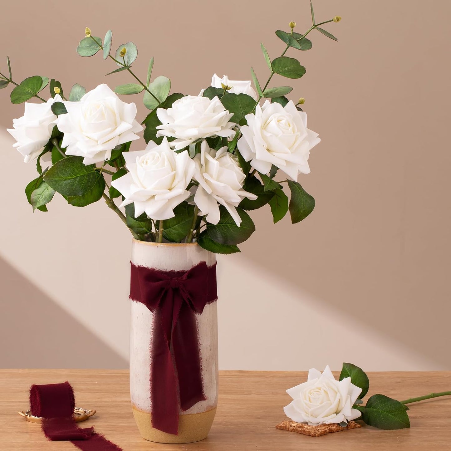 DORIS HOME Burgundy Chiffon Ribbon for Flower Bouquet, 2" x21Yd Fabric Ribbon for Gift Wrapping, Handmade Frayed Ribbon for Wedding, Chiffon Silk Ribbon for Christmas Decorations