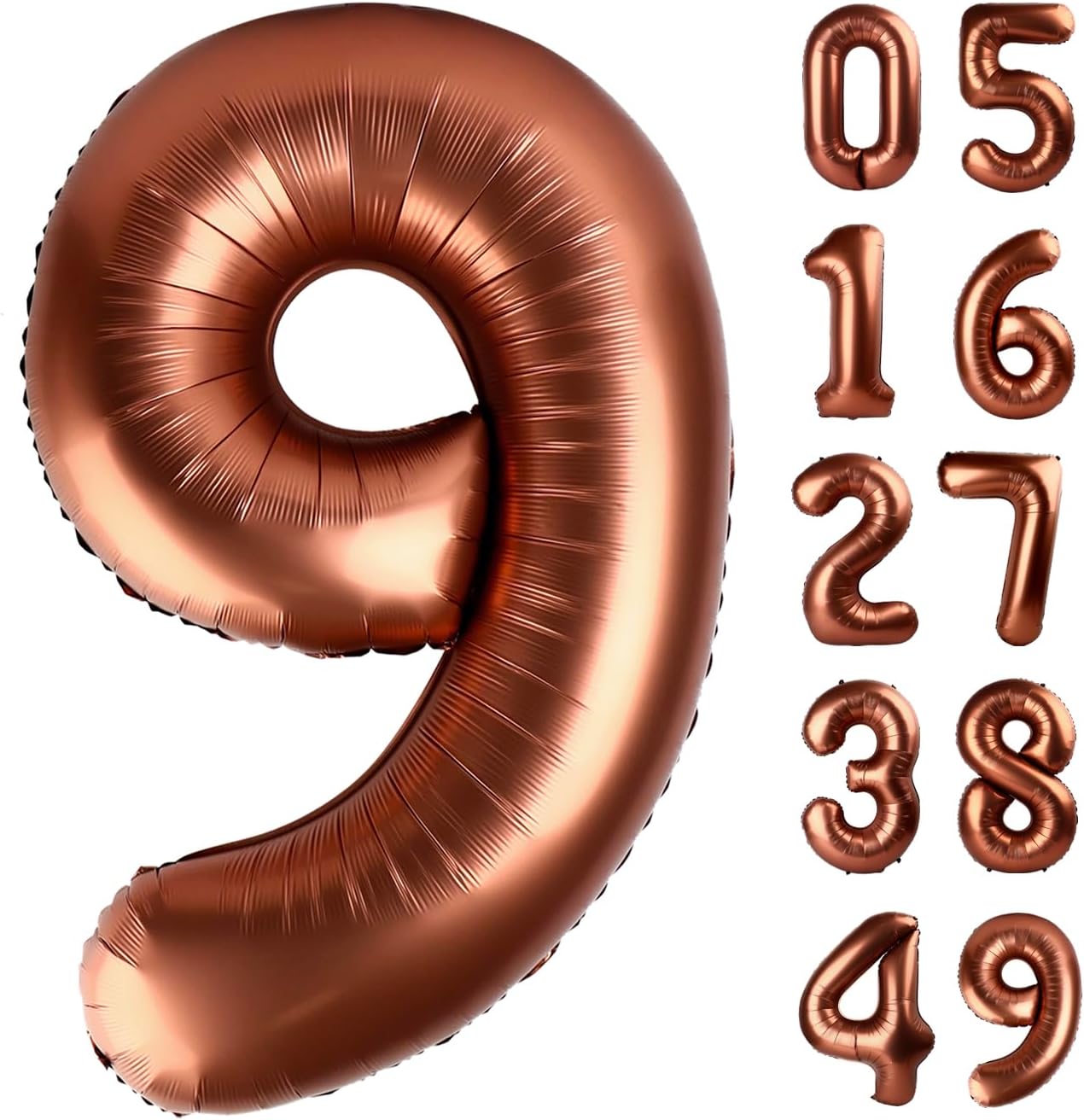 40 Inch Big Coffee Brown 9 Balloon Number, Jumbo Giant Happy 9th 19 29 39 49 99 Birthday Party Decorations, Dark Brown Large Nine Mylar Foil Anniversary Birthday Party Engagement Decorations