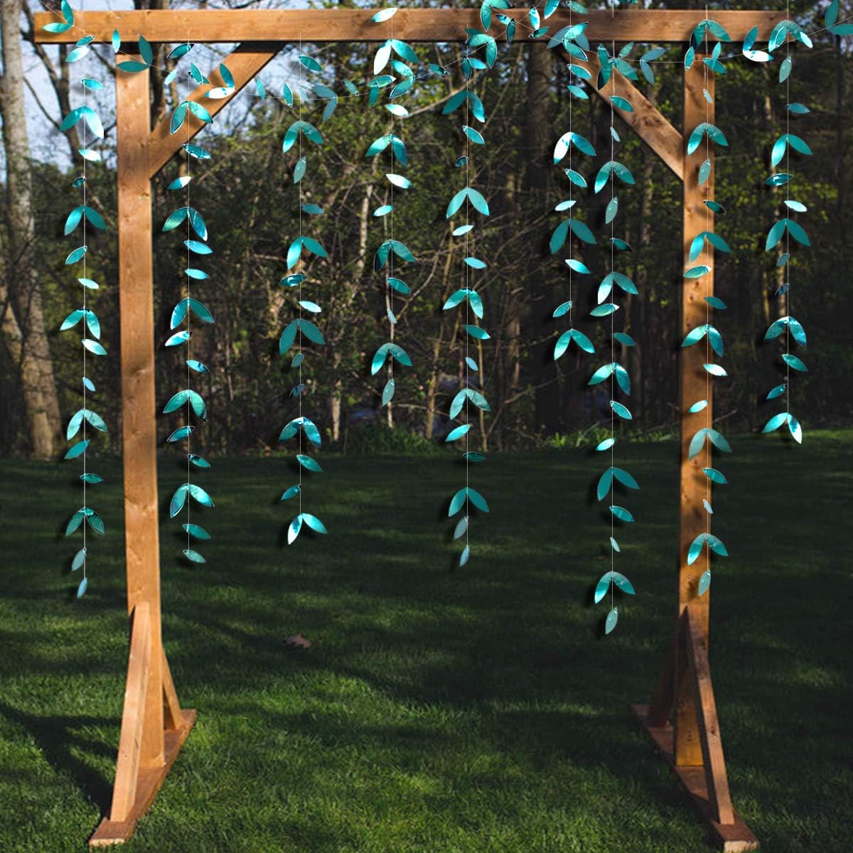 PinkBlume 52 Ft Dark Green Leaf Garland, Emerald Turquoise Paper Hanging Leaves Streamer, Teal Aqua Green Banner for Wedding, Bridal Shower, Engagement, Party Decorations