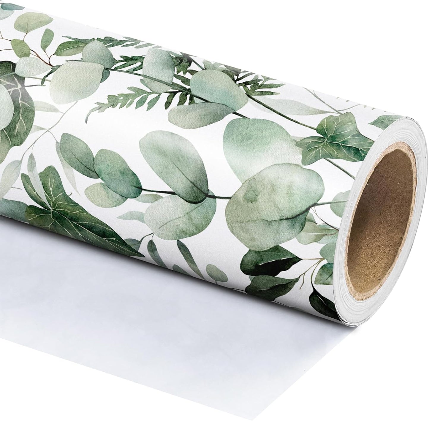 WRAPAHOLIC Eucalyptus Leaves Wrapping Paper Roll - Mini Roll - 17 Inch x 33 Feet - Greenery Wrapping Paper Perfect for Birthday, Wedding, Bridal Shower